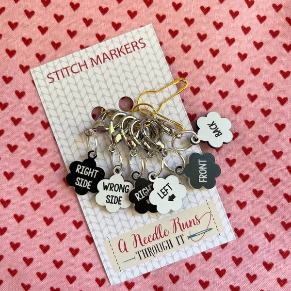 Right/Wrong Side, Front/Back, Left/Right - Stitch Markers (set of 6) - Knot Another Hat