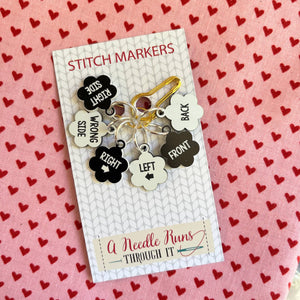Right/Wrong Side, Front/Back, Left/Right - Stitch Markers (set of 6) - Knot Another Hat