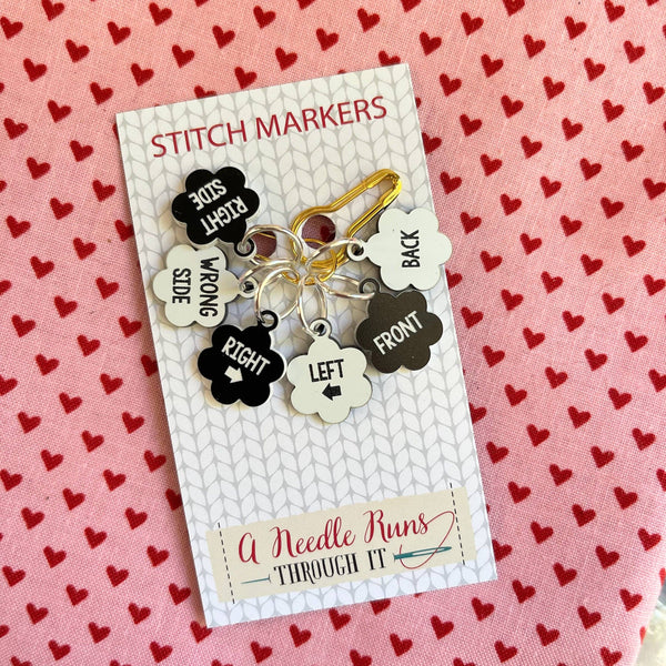 Right/Wrong Side, Front/Back, Left/Right - Stitch Markers (set of 6) - Knot Another Hat