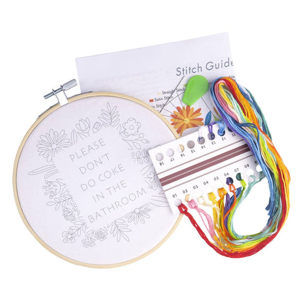Please Don't Do Coke In The Bathroom Embroidery Kit - Knot Another Hat