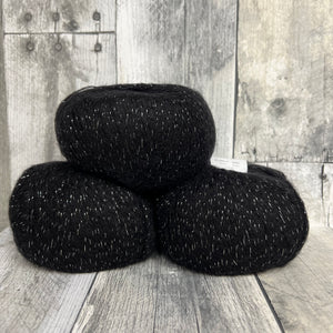 rico essentials mohair loves silk, glamorous glitter 006 black - Knot Another Hat