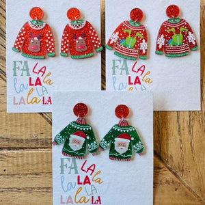 ugly christmas sweater earrings - Knot Another Hat