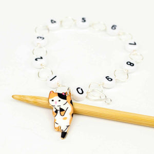 twice sheared sheep chain row counter - straight calico cat / medium (up to US 8) - Knot Another Hat