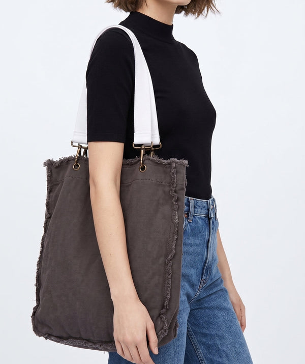 everyday denim tote faded charcoal - Knot Another Hat