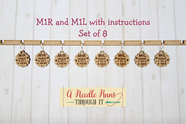M1L & M1R Increases with Instructions - Stitch Markers (set of 8) - Knot Another Hat