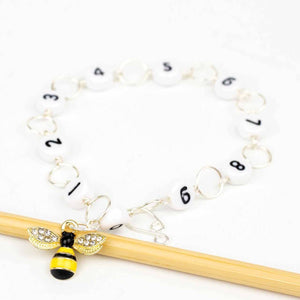 twice sheared sheep chain row counter - straight sparkle bee / medium (up to US 8) - Knot Another Hat