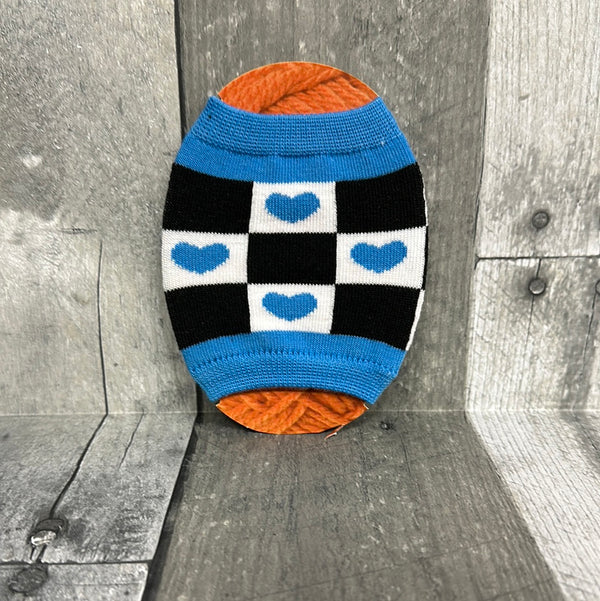 buffy ann designs yarn cozy blue heart check - Knot Another Hat