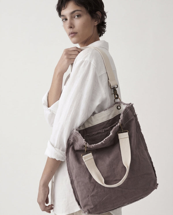 everyday denim tote faded taupe - Knot Another Hat