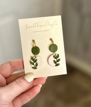 handmade clay earrings greenery - Knot Another Hat