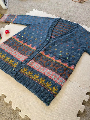 one-of-a-kind handknit sample: jenny at the fair cardigan - Knot Another Hat