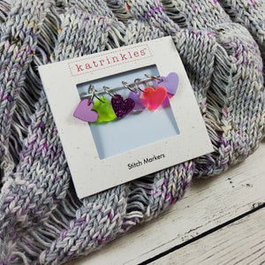 katrinkles acrylic heart shaped stitch marker set - Knot Another Hat