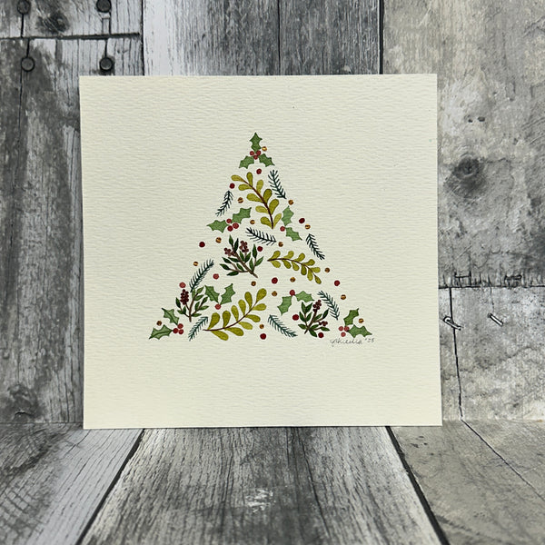 hand-painted holiday art prints by jennifer heredia Tree 3 - Knot Another Hat