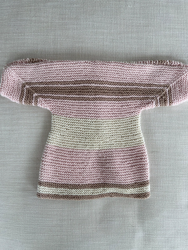 one-of-a-kind handknit sample: multicolor baby cardigan  - Knot Another Hat