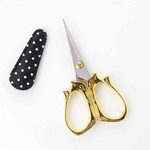 twice sheared sheep embroidery scissors gold cat - Knot Another Hat