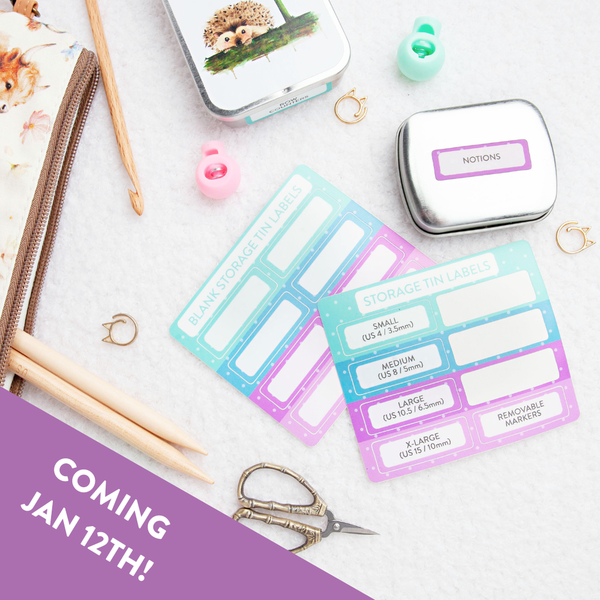 twice sheared sheep storage tin labels - Knot Another Hat