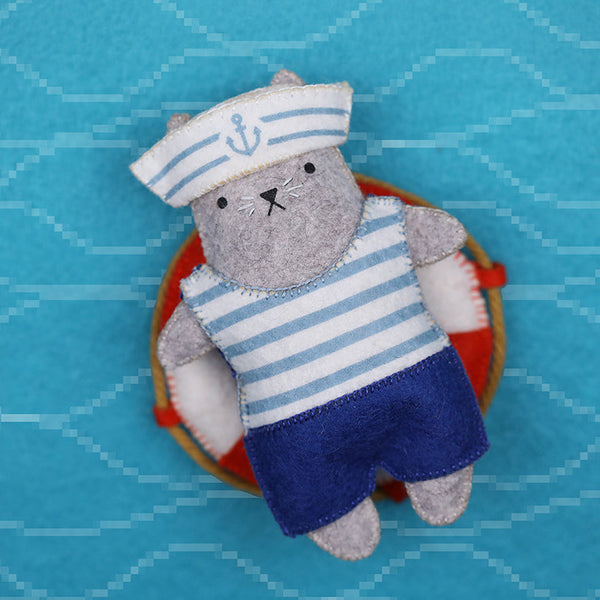 kiriki press felted cat doll kits sailor cat - Knot Another Hat