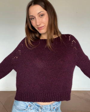 one-of-a-kind handknit sample: burgandy chunky pullover  - Knot Another Hat