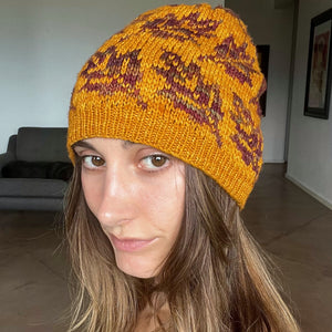 one-of-a-kind handknit sample: deciduous beanie  - Knot Another Hat