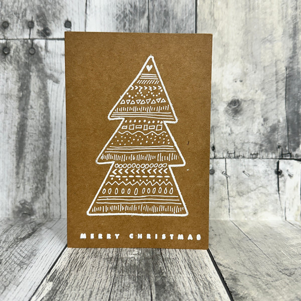 hand-painted holiday cards by jennifer heredia merry christmas white tree - Knot Another Hat