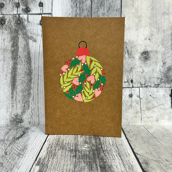 hand-painted holiday cards by jennifer heredia pink heart ornament - Knot Another Hat
