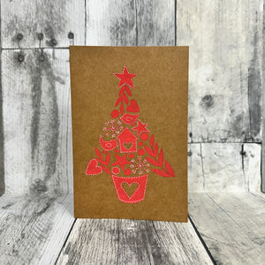 hand-painted holiday cards by jennifer heredia Red tree - Knot Another Hat
