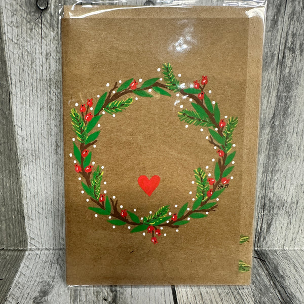 hand-drawn holiday cards by jennifer heredia heart wreath - Knot Another Hat