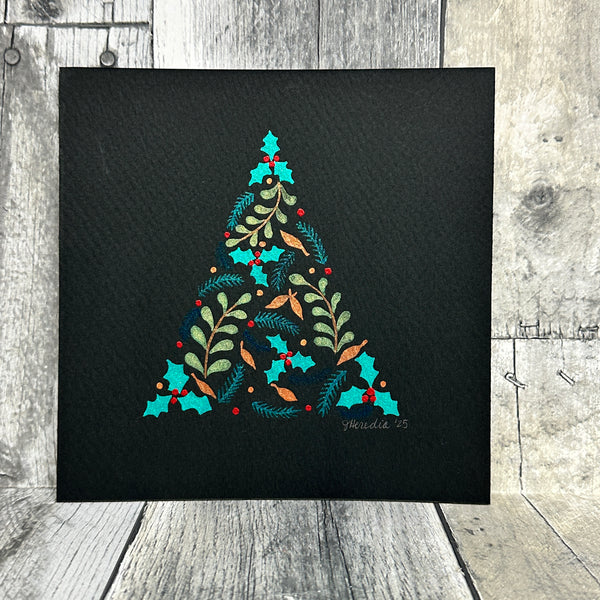 hand-painted holiday art prints by jennifer heredia Teal tree - Knot Another Hat