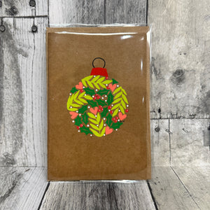 hand-drawn holiday cards by jennifer heredia green and hearts ornament - Knot Another Hat