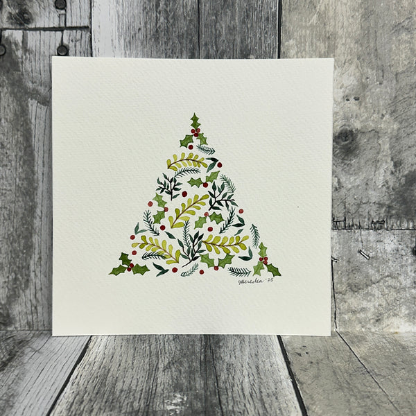 hand-painted holiday art prints by jennifer heredia Tree 4 - Knot Another Hat