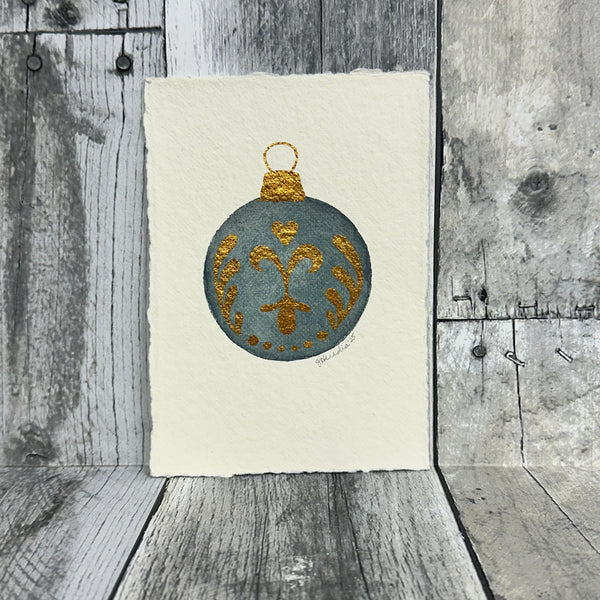 hand-painted holiday art prints by jennifer heredia Blue gray - Knot Another Hat