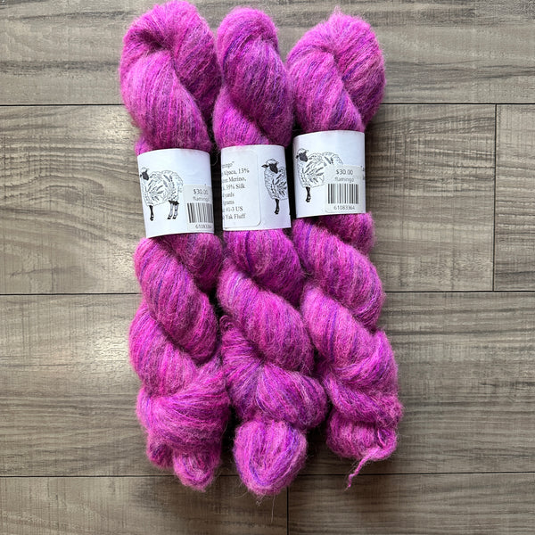 LavenderSheep yakkity yak fluff flamingo - Knot Another Hat