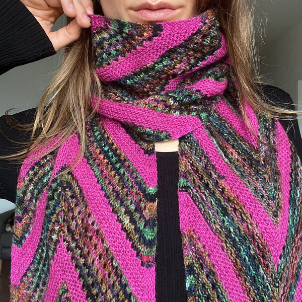 one-of-a-kind handknit sample: arrow scarf  - Knot Another Hat