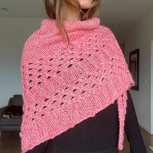 one-of-a-kind handknit sample: soft pink shawl  - Knot Another Hat