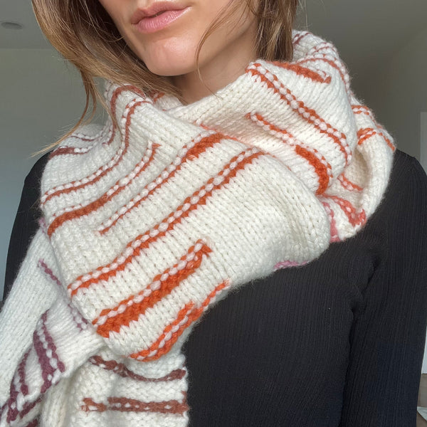 one-of-a-kind handknit sample: chunky scarf  - Knot Another Hat