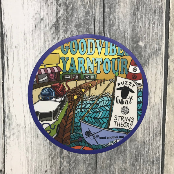 Good Vibes Yarn Tour Souvenir Stickers fall 2022 box sticker - Knot Another Hat