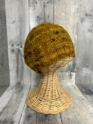 one-of-a-kind handknit sample: olive knits beekeeper beanie  - Knot Another Hat