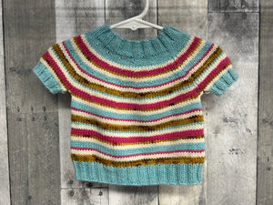 one-of-a-kind handknit sample: olive knits popsicle pullover baby sweater  - Knot Another Hat