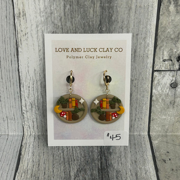 love and luck clay earrings