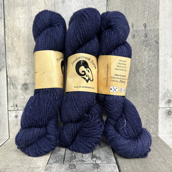 feederbrook farm BFL entropy DK solid navy - Knot Another Hat
