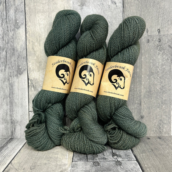 feederbrook farm BFL entropy DK solid spruce - Knot Another Hat