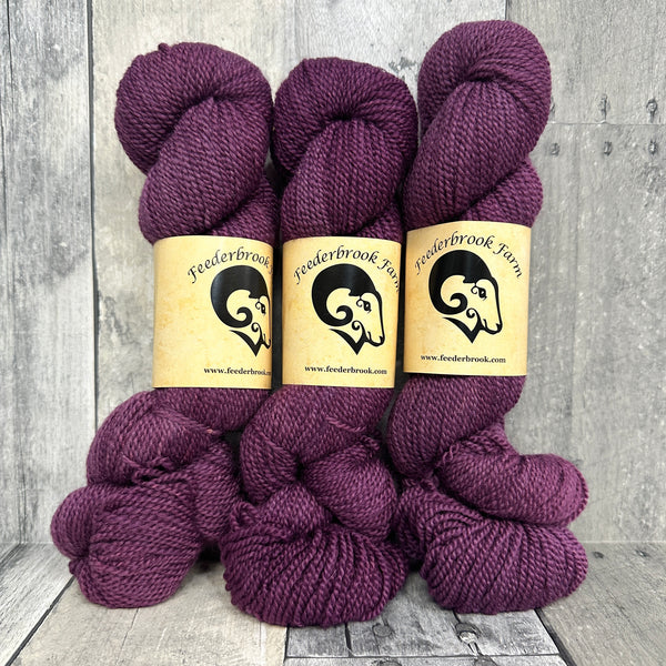 feederbrook farm BFL entropy DK solid purple - Knot Another Hat