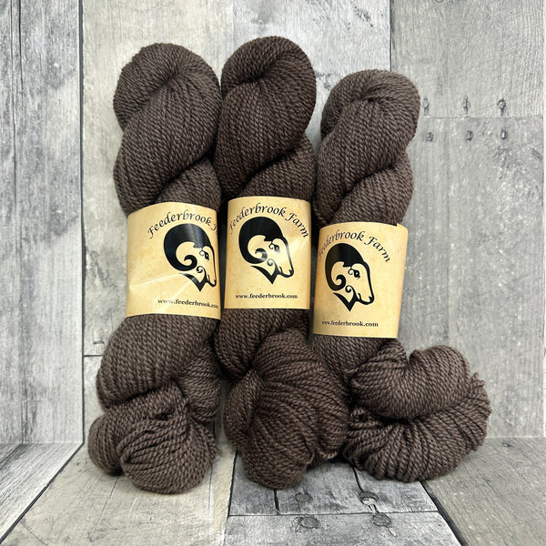 feederbrook farm BFL entropy DK solid walnut - Knot Another Hat