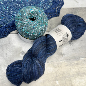 knot another hat wavelength shawl grab-n-go bundles shaniko cashmere midnight blue and ocean - Knot Another Hat
