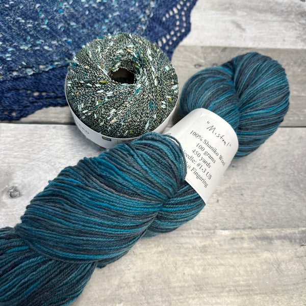 knot another hat wavelength shawl grab-n-go bundles shaniko mistral and forest - Knot Another Hat