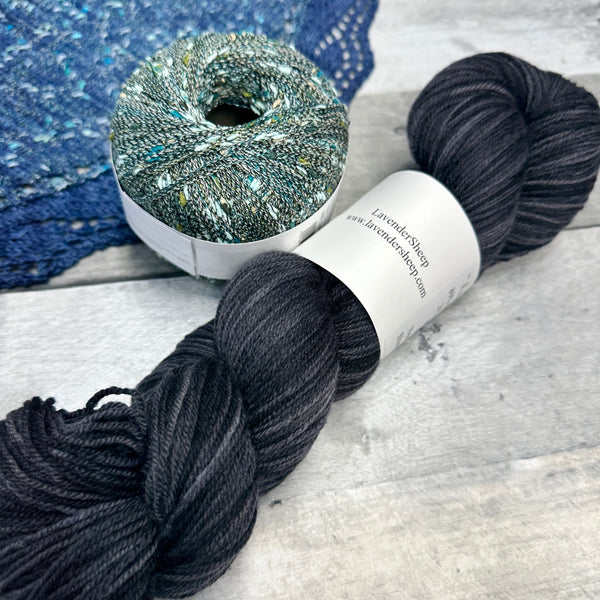 knot another hat wavelength shawl grab-n-go bundles shaniko cashmere raven and forest - Knot Another Hat