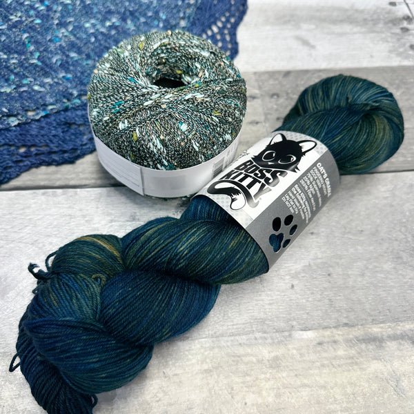 knot another hat wavelength shawl grab-n-go bundles boss kitty larkspur and forest - Knot Another Hat