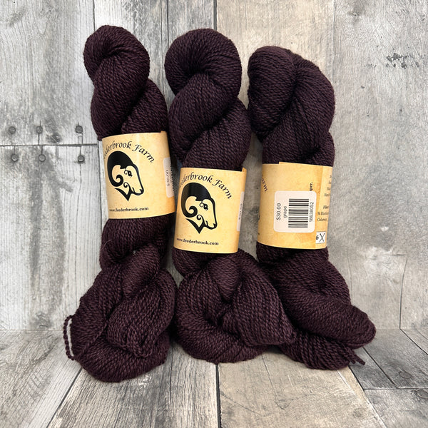 feederbrook farm BFL solid DK dark grape - Knot Another Hat