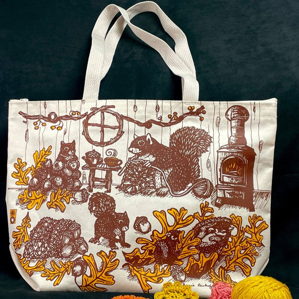 bonnie bishoff tote bags squirrels - Knot Another Hat