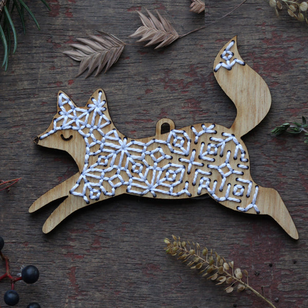 kiriki press embroidery ornament kit- fox - Knot Another Hat