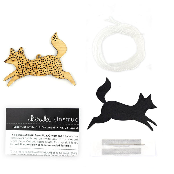 kiriki press embroidery ornament kit- fox - Knot Another Hat